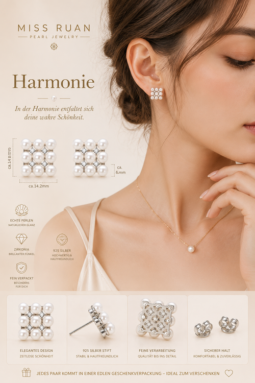 Harmonie -Miss Ruan Süßwasserperlen-Ohrringeaus 925er-Sterlingsilber