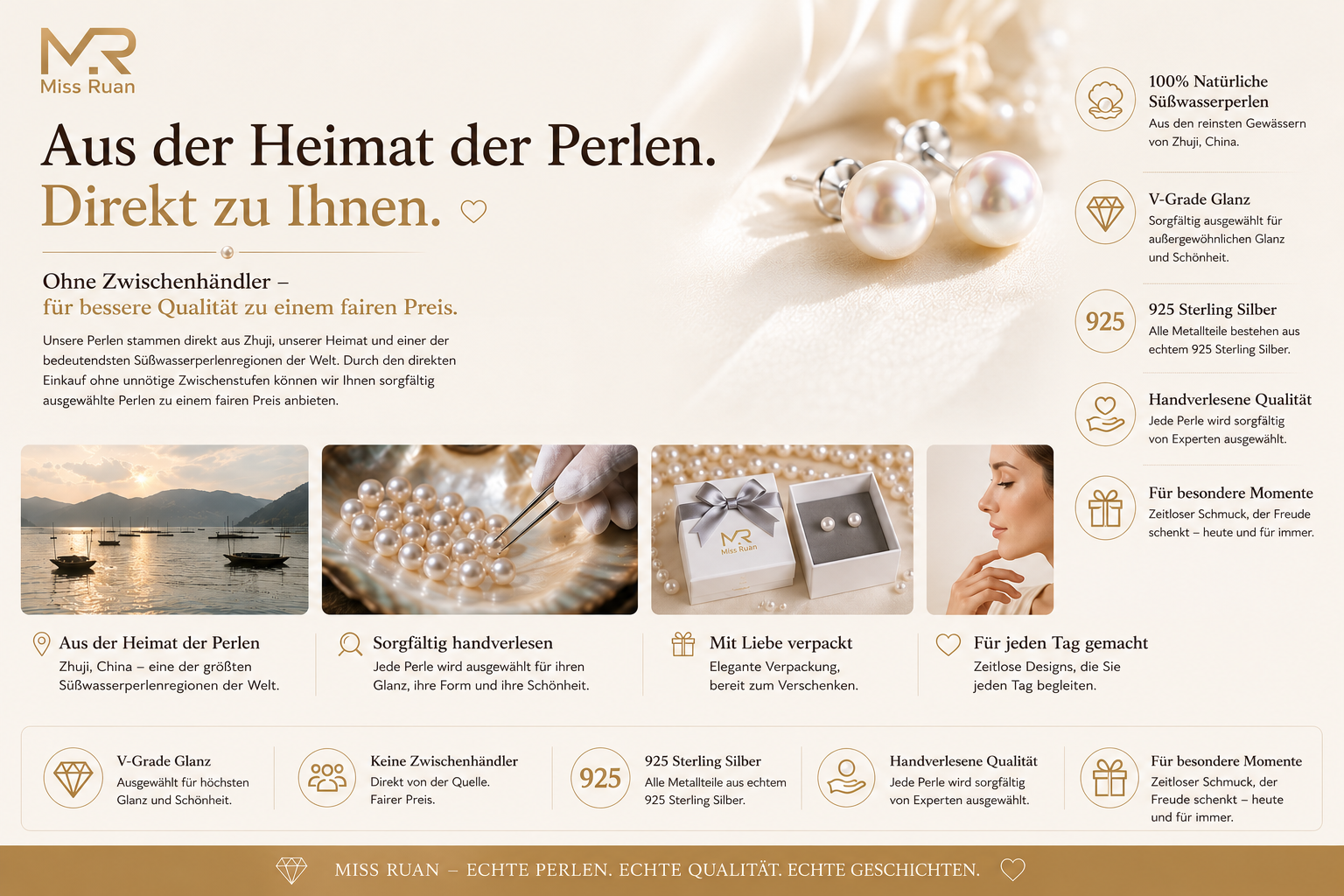 Confiance-Miss Ruan Süßwasserperlen-Ohrringeaus 925er-Sterlingsilber