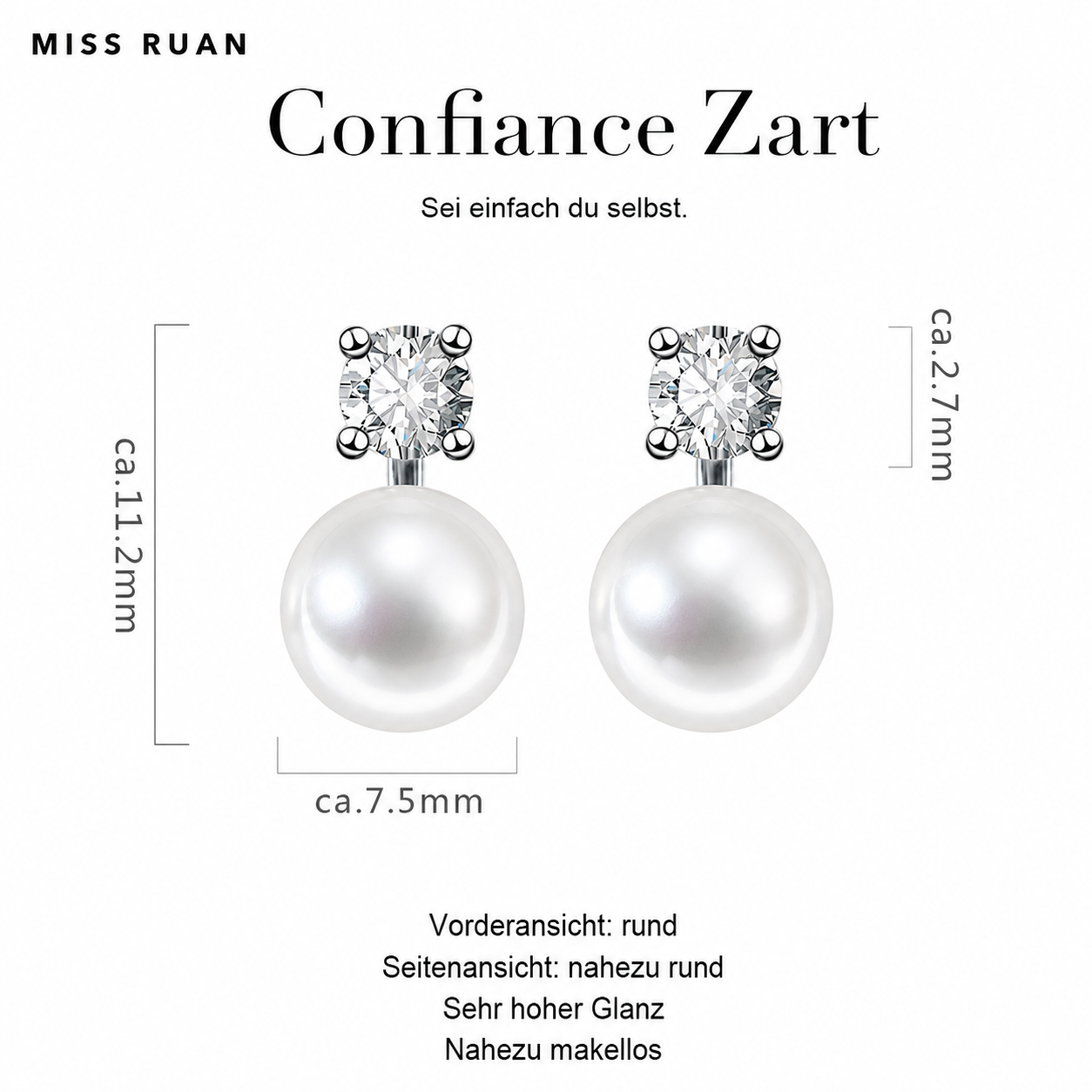Perle ca.7-8mm  Confiance Zart MR003EAR02-Sei einfach du selbst.