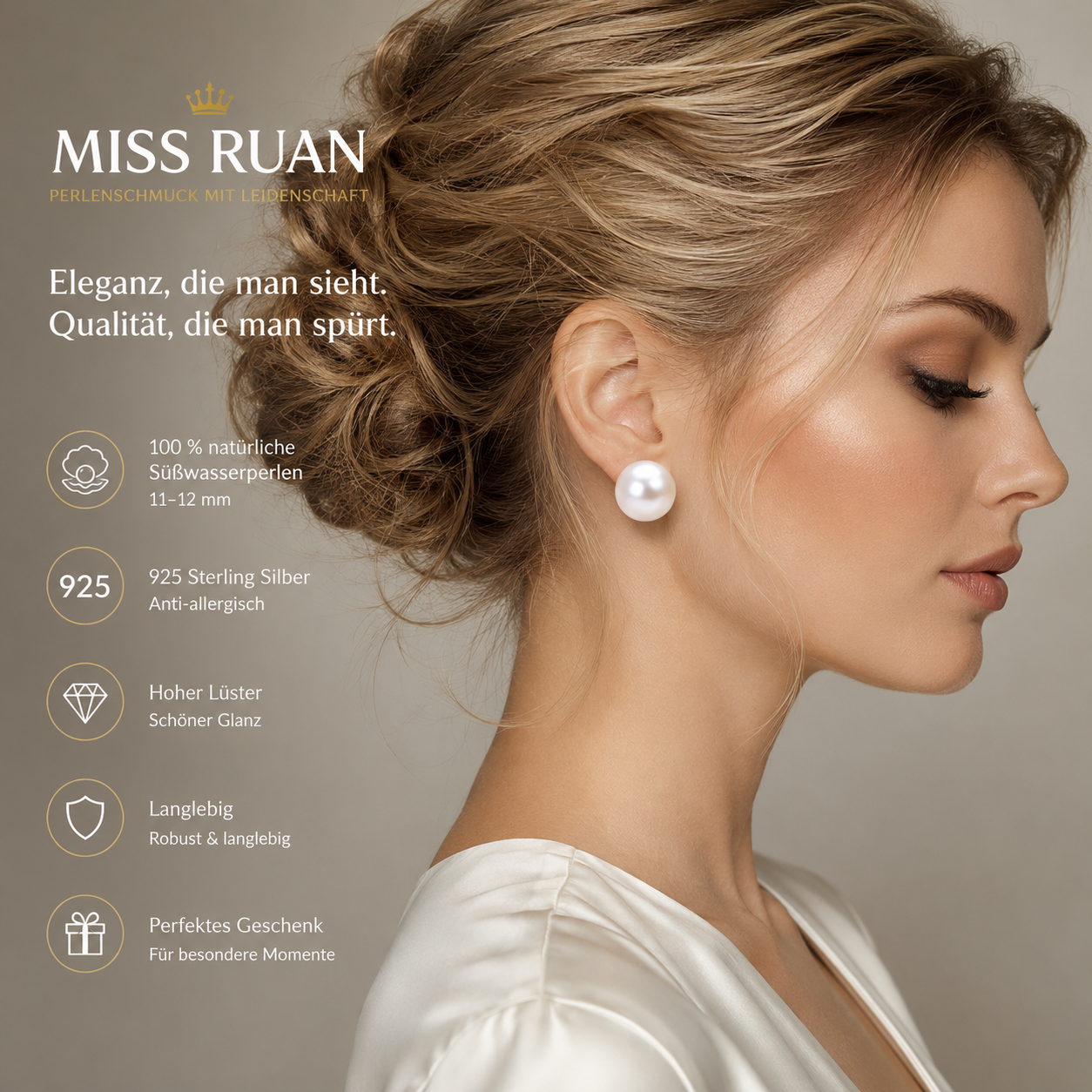 Essence -Miss Ruan Süßwasserperlen-Ohrringeaus 925er-Sterlingsilber
