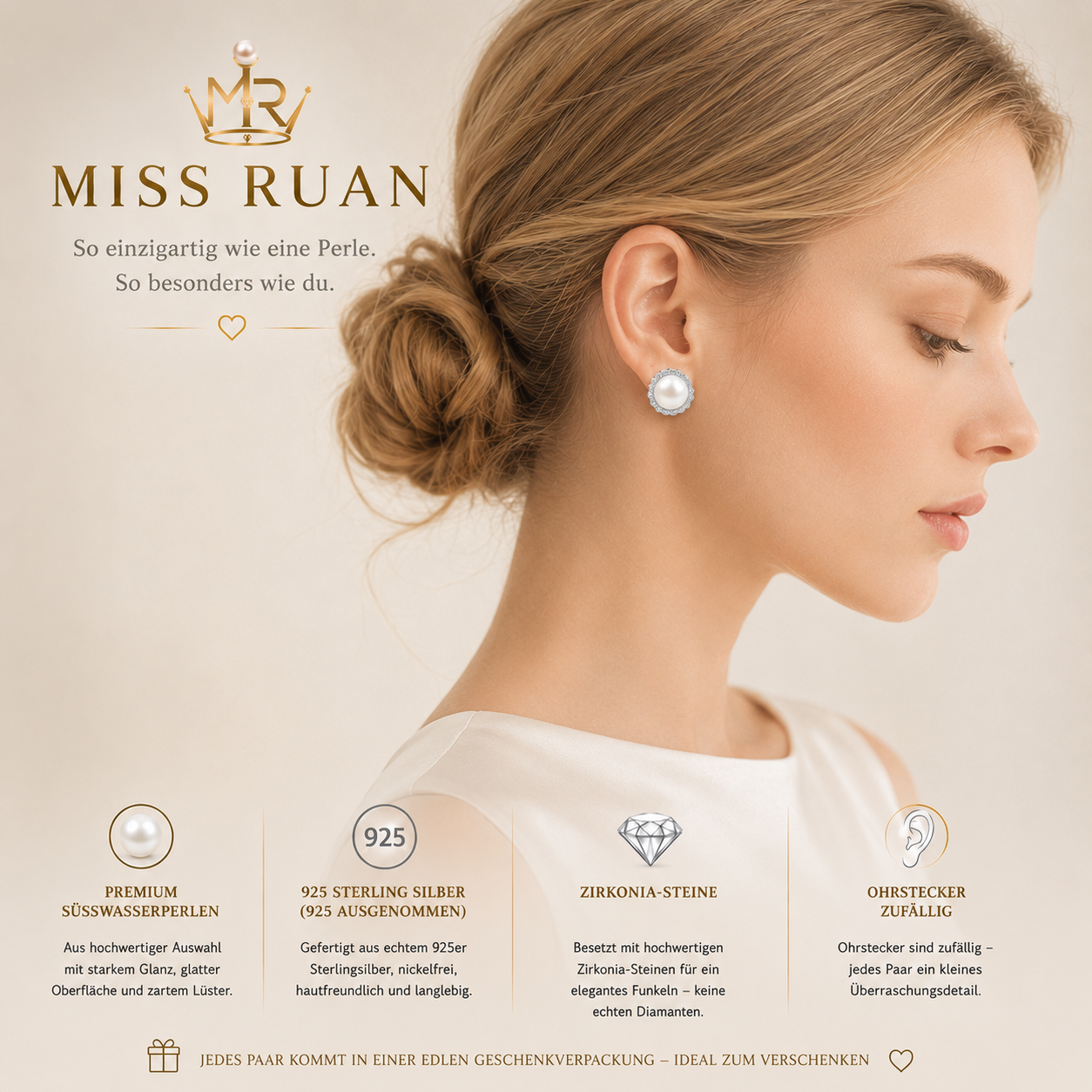 Éclat -Miss Ruan Süßwasserperlen-Ohrringeaus 925er-Sterlingsilber