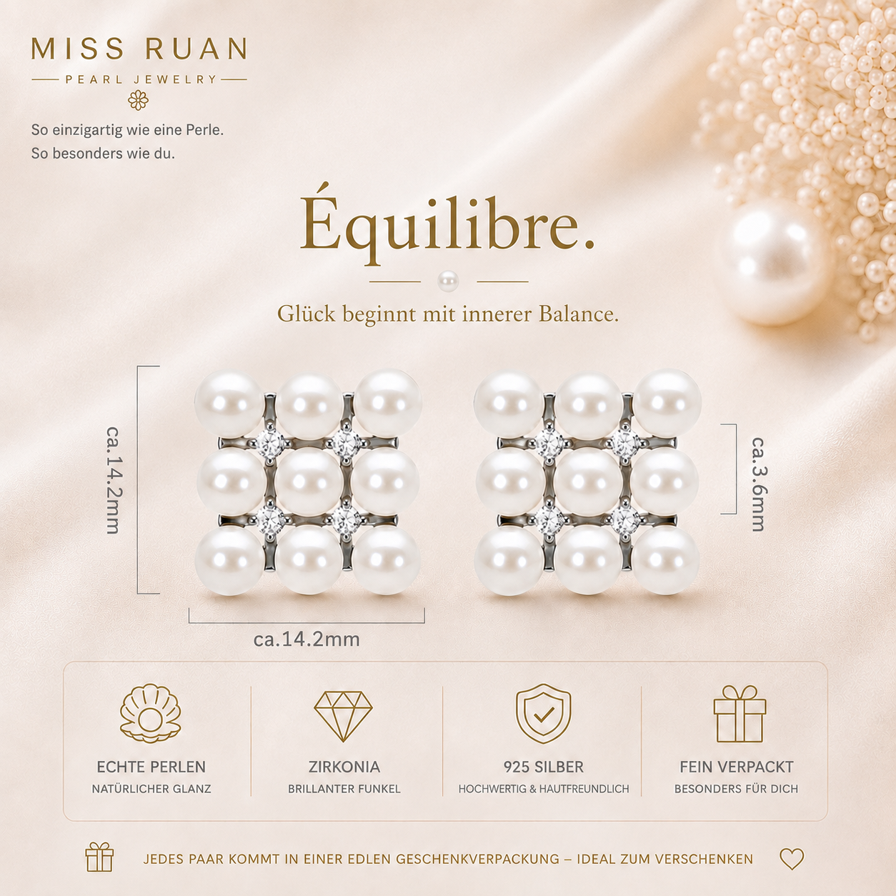 Harmonie -Miss Ruan Süßwasserperlen-Ohrringeaus 925er-Sterlingsilber